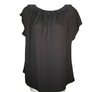 Banana Republic Blouse Top Womens Size Small Black Ruffled
